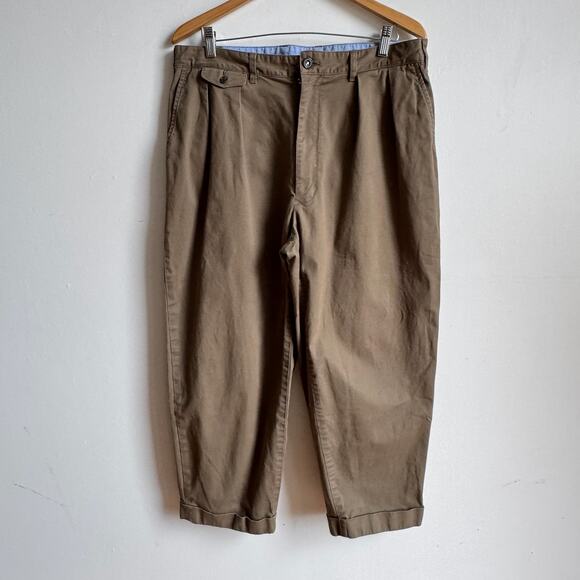 BEAMS PLUS 2 Pleats Tapered Twill Pants in Olive - Picture 1 of 8